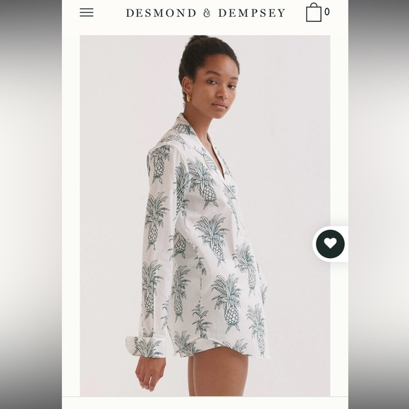 Desmond & Dempsey “Howie” pineapple print cotton pajama set - Picture 2 of 6